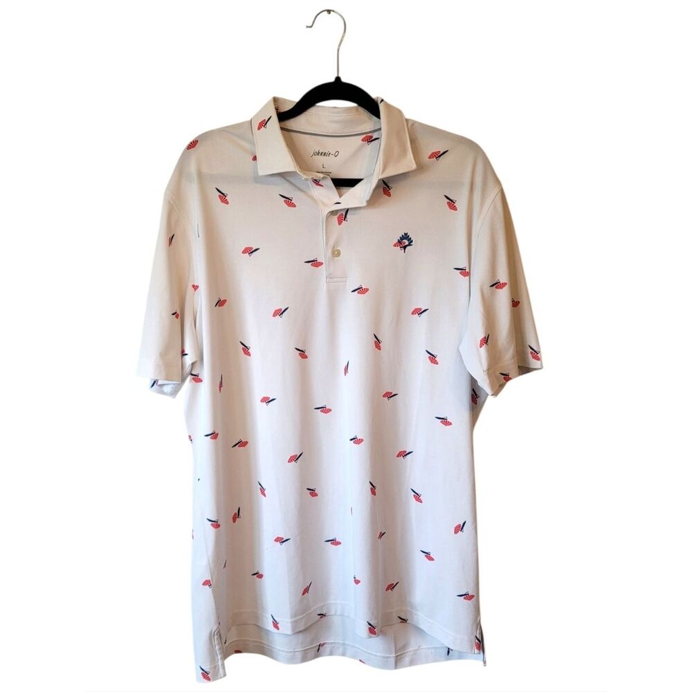 Johnnie-O White Sunshade Print Polo Shirt Men's Size L